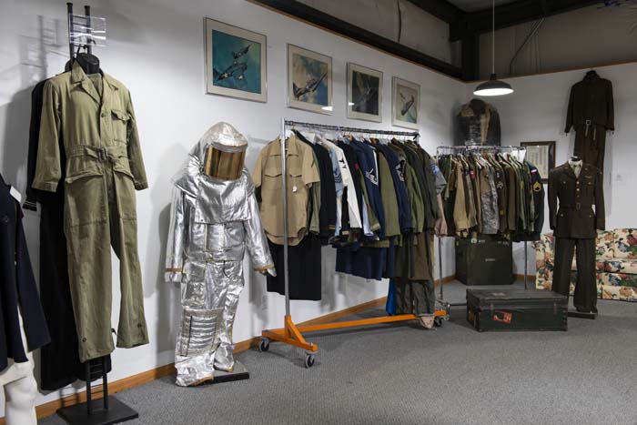 Military uniforms display from past wars at HAS Museum